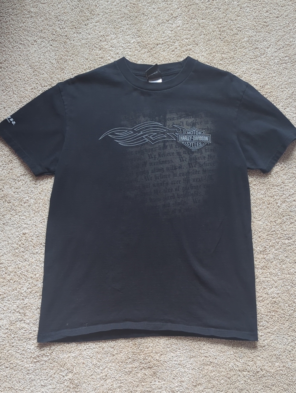 Harley-Davidson Black Short Sleeve Tee with Subtle Gray Graphic